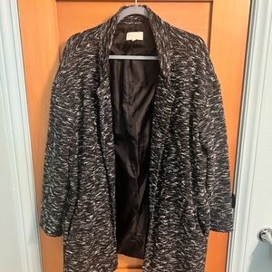 MELLODAY Black and White Marled Knit Open-Front Blazer